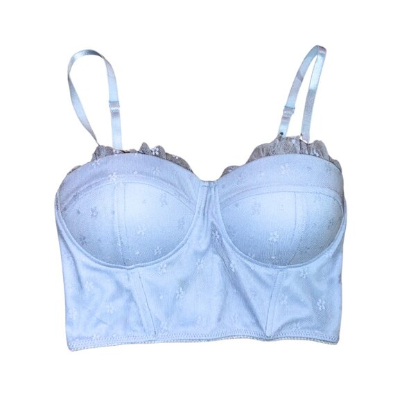 Say What Light Blue Pastel Lace Corset Crop Top Women Size Small - Picture 1 of 11